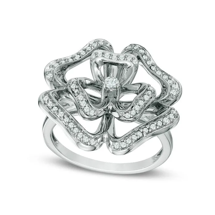 033 CT TW Natural Diamond Clover Ring in Sterling Silver Size 7 Goldia Rings 033 CT TW Natural Diamond Clover Ring in Sterling Silver Size 7 Goldia Rings
