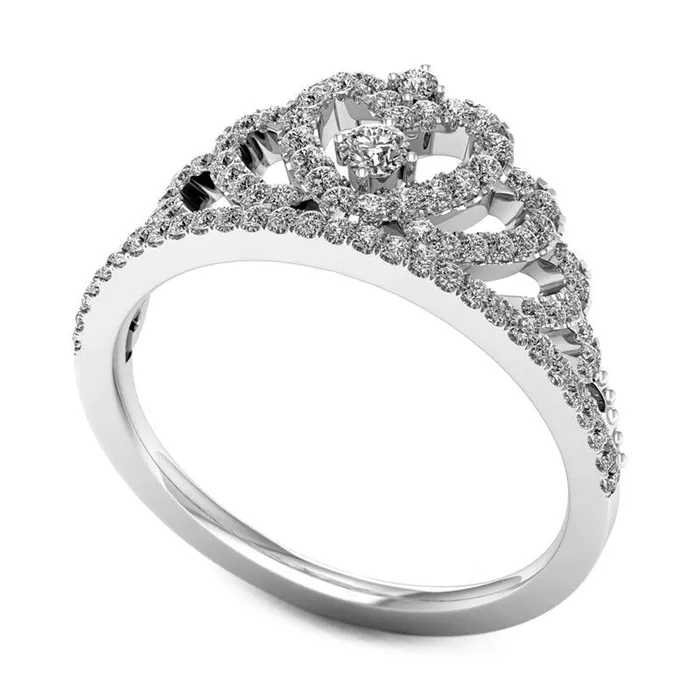 033 CT TW Natural Diamond Heart Crown Ring in Solid 10K White Gold Goldia Rings 033 CT TW Natural Diamond Heart Crown Ring in Solid 10K White Gold Goldia Rings