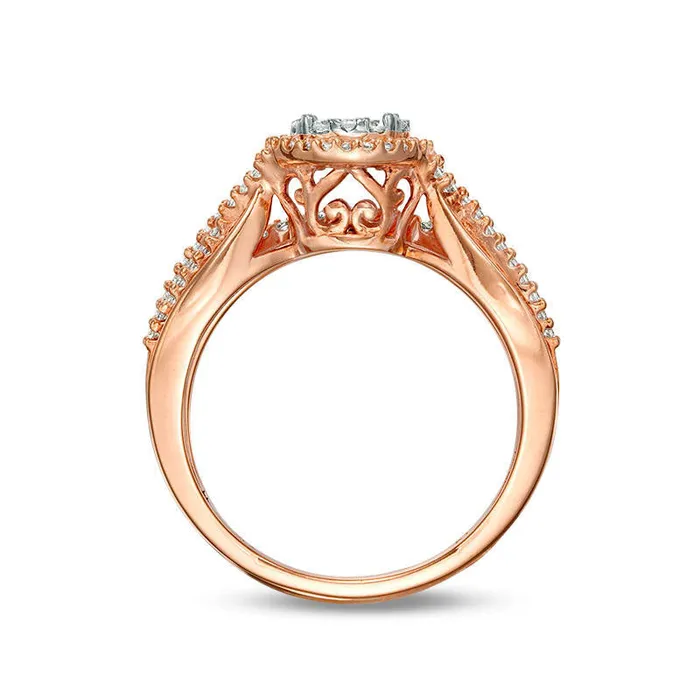 038 CT TW Composite Natural Diamond Crossover Shank Bridal Engagement Ring Set in Solid 10K Rose Gold Goldia Rings 038 CT TW Composite Natural Diamond Crossover Shank Bridal Engagement Ring Set in Solid 10K Rose Gold Goldia Rings