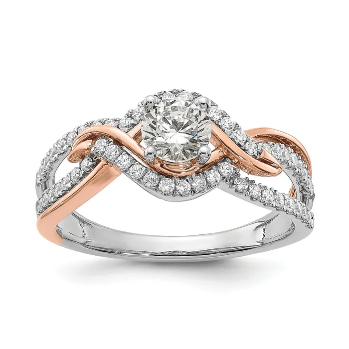 045ct CZ Solid Real 14k White u0026 Rose Gold Engagement Ring Goldia Rings 045ct CZ Solid Real 14k White u0026 Rose Gold Engagement Ring Goldia Rings
