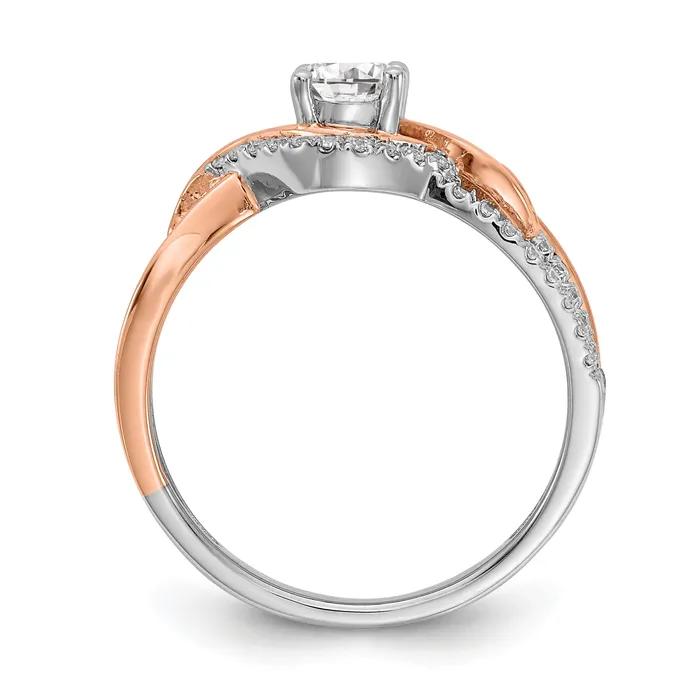 045ct CZ Solid Real 14k White u0026 Rose Gold Engagement Ring Goldia Rings