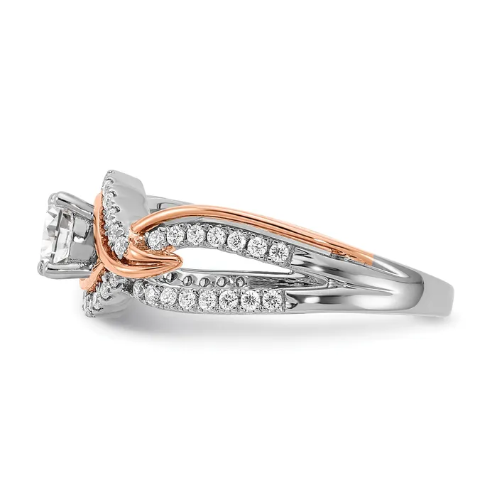 045ct CZ Solid Real 14k White u0026 Rose Gold Engagement Ring Goldia Rings