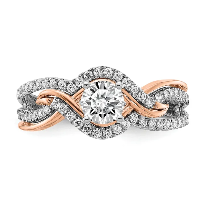 045ct CZ Solid Real 14k White u0026 Rose Gold Engagement Ring Goldia Rings