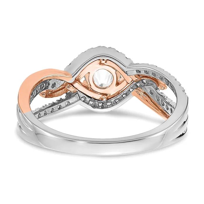 045ct CZ Solid Real 14k White u0026 Rose Gold Engagement Ring Goldia Rings