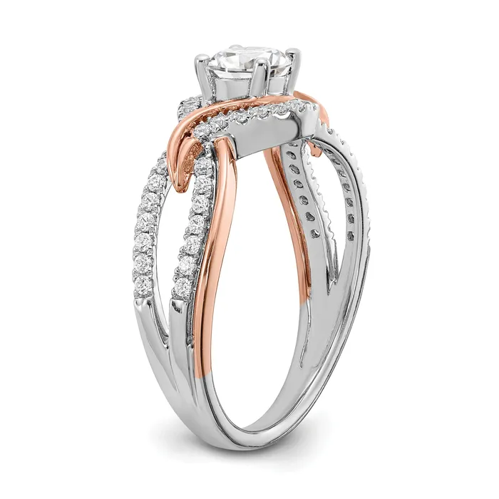 045ct CZ Solid Real 14k White u0026 Rose Gold Engagement Ring Goldia Rings