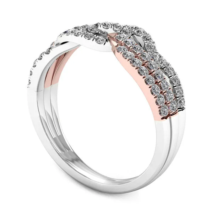 050 CT TW Natural Diamond Braided Ring in Solid 10K TwoTone Gold Goldia Rings 050 CT TW Natural Diamond Braided Ring in Solid 10K TwoTone Gold Goldia Rings