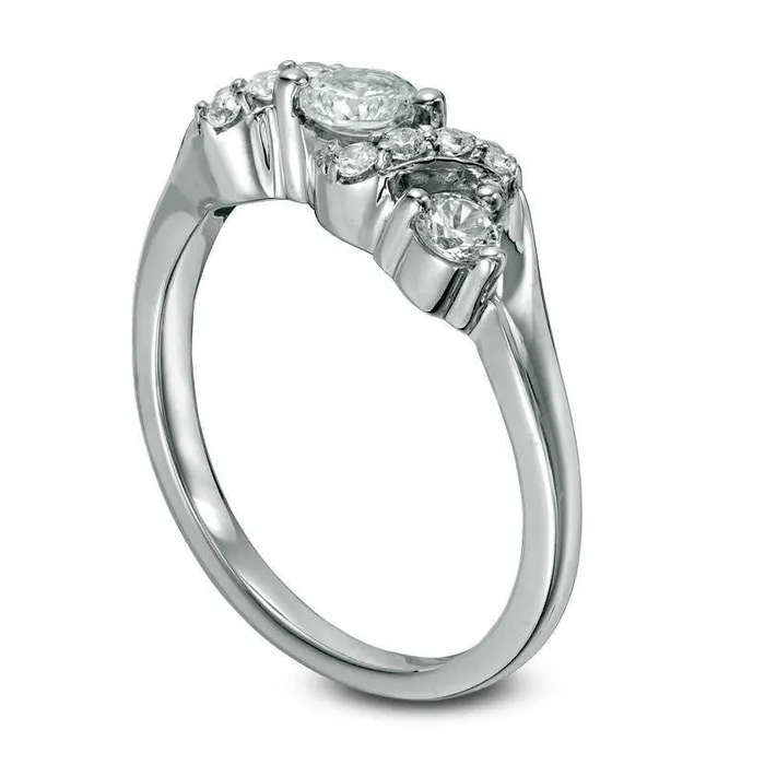050 CT TW Natural Diamond Three Stone Twist Ring in Solid 10K White Gold Goldia Rings 050 CT TW Natural Diamond Three Stone Twist Ring in Solid 10K White Gold Goldia Rings