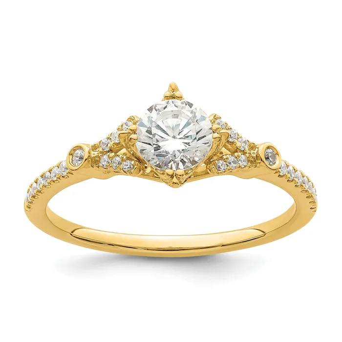 050ct CZ Solid Real 14k Polish 12ct Round Engagement Dia Ring Goldia Rings