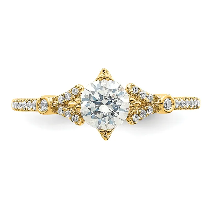 050ct CZ Solid Real 14k Polish 12ct Round Engagement Dia Ring Goldia Rings