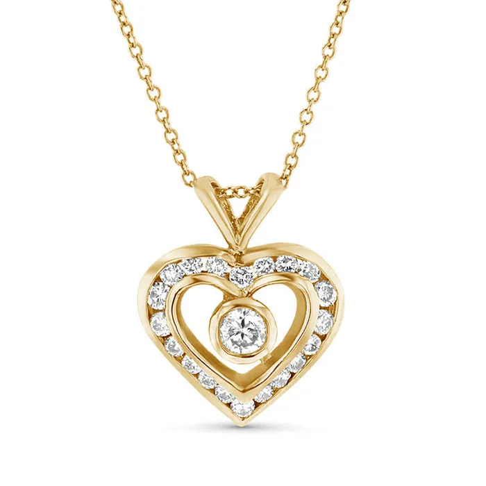 063 CT TW Natural Diamond Heart Pendant in 14K Gold ISI2 Goldia Necklaces 063 CT TW Natural Diamond Heart Pendant in 14K Gold ISI2 Goldia Necklaces