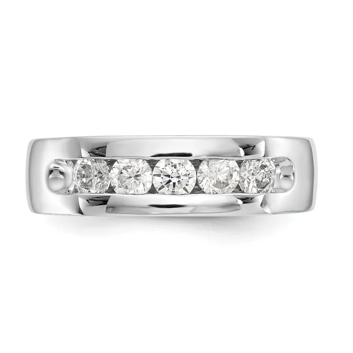 063ct CZ Solid Real 14K White Gold 5Stone Channel Wedding Band Ring Goldia Rings