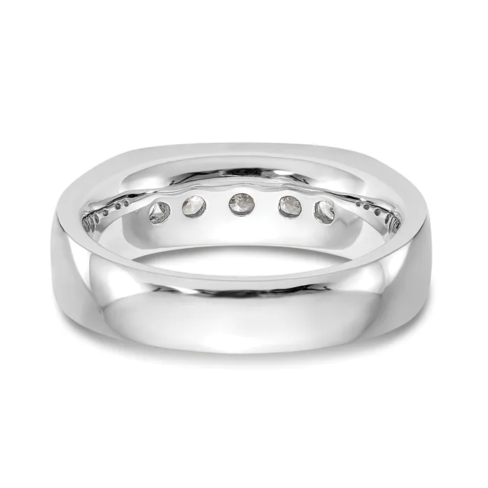 063ct CZ Solid Real 14K White Gold 5Stone Channel Wedding Band Ring Goldia Rings