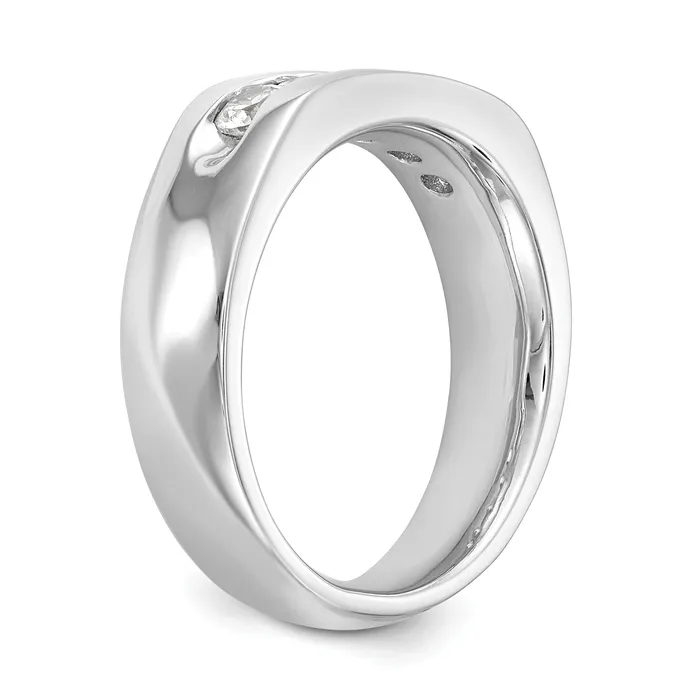 063ct CZ Solid Real 14K White Gold 5Stone Channel Wedding Band Ring Goldia Rings