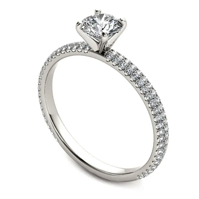 075 CT TW Natural Diamond Double Row Engagement Ring in Solid 14K White Gold Goldia Rings 075 CT TW Natural Diamond Double Row Engagement Ring in Solid 14K White Gold Goldia Rings
