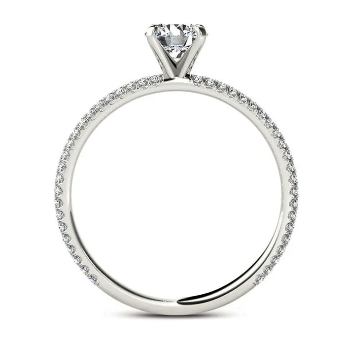 075 CT TW Natural Diamond Double Row Engagement Ring in Solid 14K White Gold Goldia Rings 075 CT TW Natural Diamond Double Row Engagement Ring in Solid 14K White Gold Goldia Rings