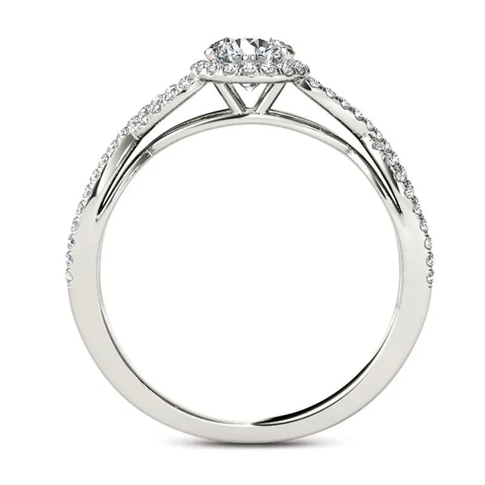 075 CT TW Natural Diamond Frame Twist Engagement Ring in Solid 14K White Gold Goldia Rings 075 CT TW Natural Diamond Frame Twist Engagement Ring in Solid 14K White Gold Goldia Rings