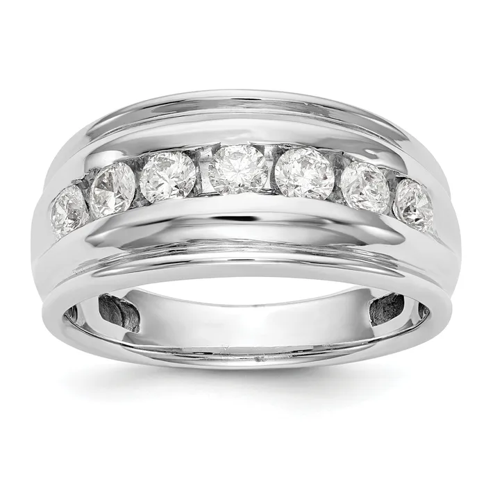 098ct CZ Solid Real 14K White Gold Mens Wedding Band Ring Goldia Rings