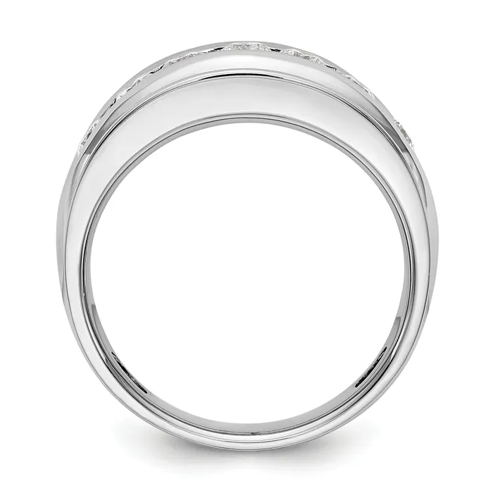098ct CZ Solid Real 14K White Gold Mens Wedding Band Ring Goldia Rings