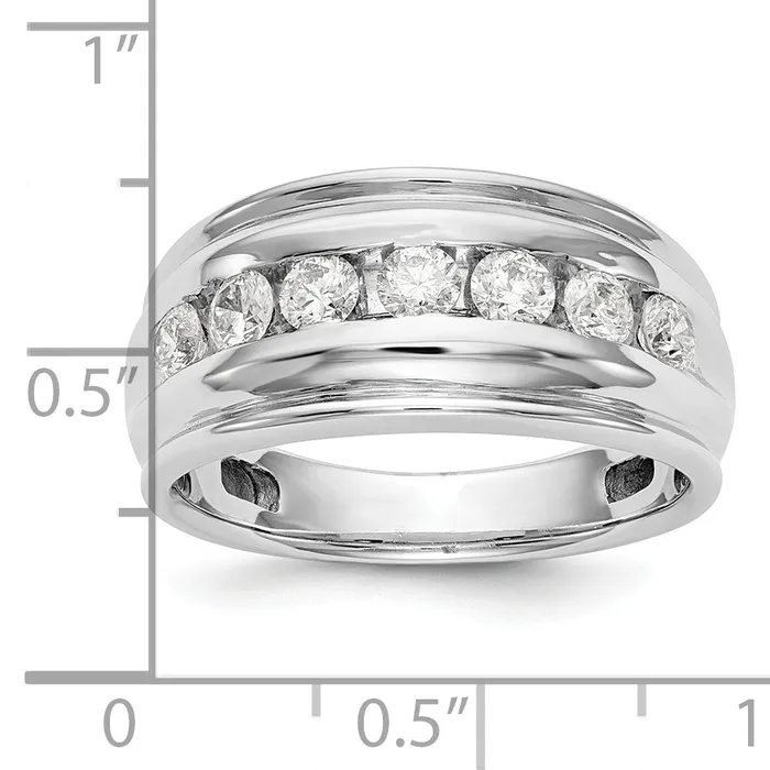 098ct CZ Solid Real 14K White Gold Mens Wedding Band Ring Goldia Rings