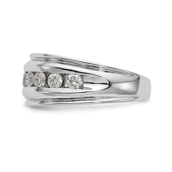 098ct CZ Solid Real 14K White Gold Mens Wedding Band Ring Goldia Rings