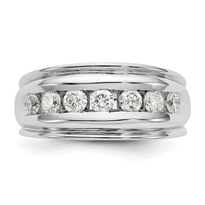 098ct CZ Solid Real 14K White Gold Mens Wedding Band Ring Goldia Rings