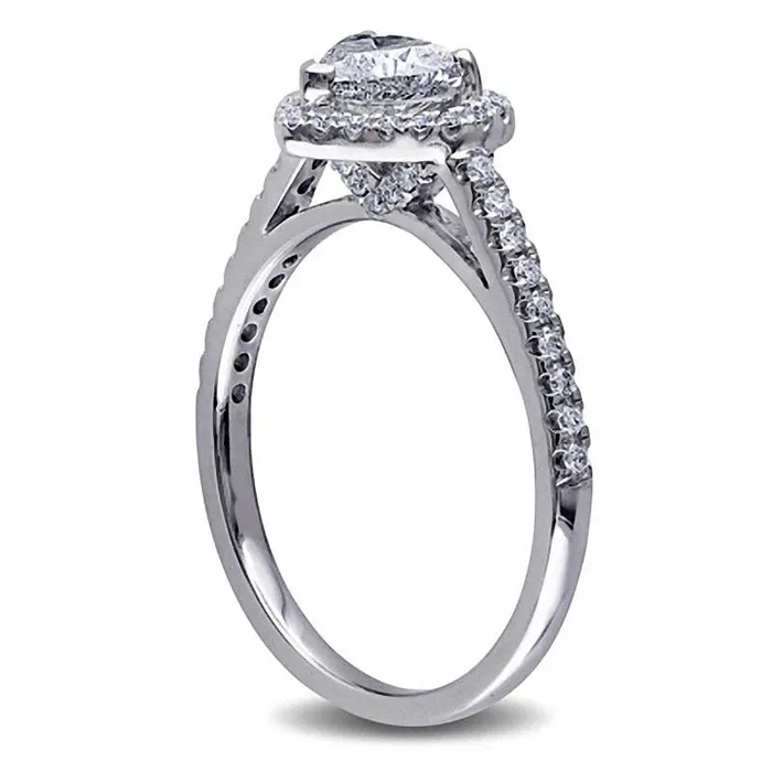10 CT TW HeartShaped Natural Diamond Frame Ring in Solid 14K White Gold Goldia Rings 10 CT TW HeartShaped Natural Diamond Frame Ring in Solid 14K White Gold Goldia Rings