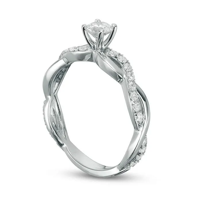 10 CT TW Natural Diamond Twist Engagement Ring in Solid 14K White Gold Goldia Rings 10 CT TW Natural Diamond Twist Engagement Ring in Solid 14K White Gold Goldia Rings
