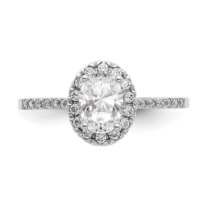 13 Ct Natural Diamond Semimount Oval Halo Engagement Ring in 14K White Gold Goldiacom Rings