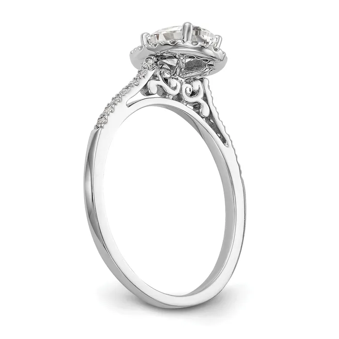 13 Ct Natural Diamond Semimount Oval Halo Engagement Ring in 14K White Gold Goldiacom Rings