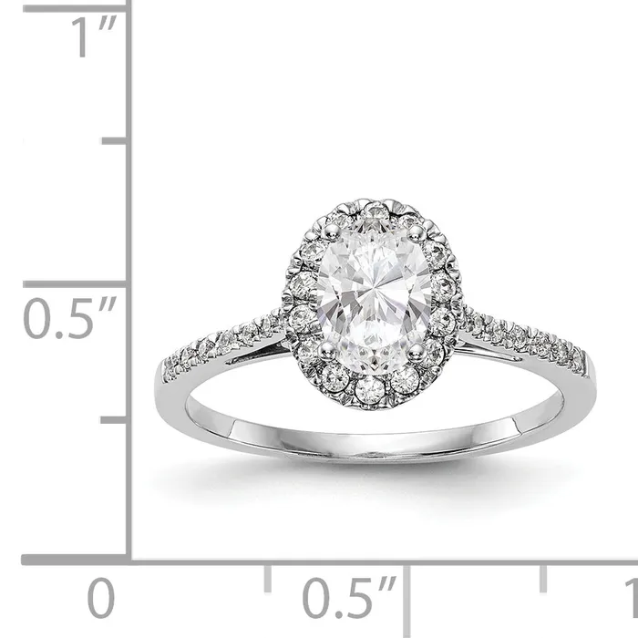 13 Ct Natural Diamond Semimount Oval Halo Engagement Ring in 14K White Gold Goldiacom Rings