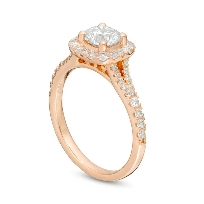 138 CT TW Natural Diamond Cushion Frame Engagement Ring in Solid 14K Rose Gold Goldia Rings 138 CT TW Natural Diamond Cushion Frame Engagement Ring in Solid 14K Rose Gold Goldia Rings