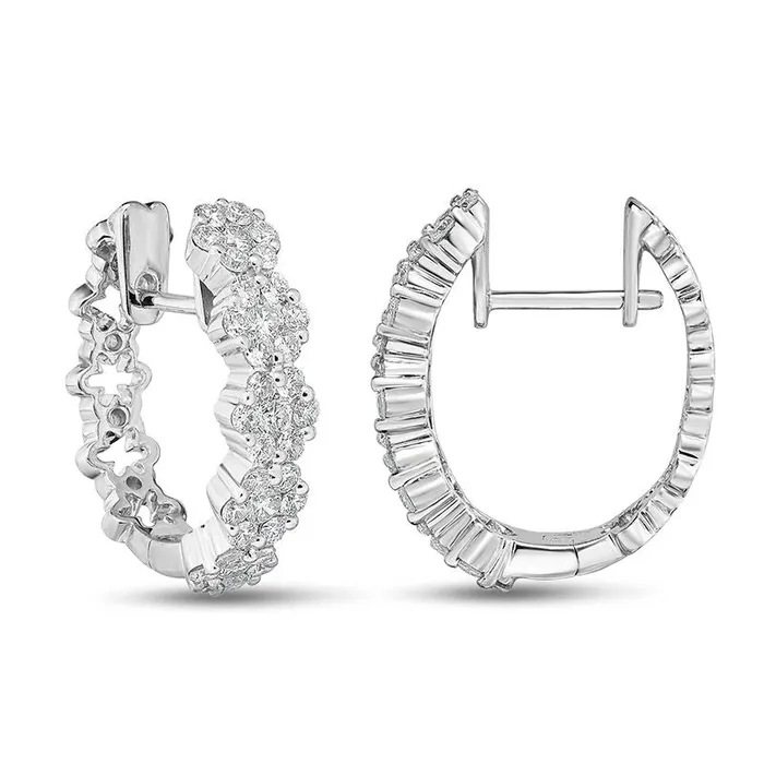 1 CT TW Diamond Frame Hoop Earrings in 14K White Gold Goldia Earrings 1 CT TW Diamond Frame Hoop Earrings in 14K White Gold Goldia Earrings