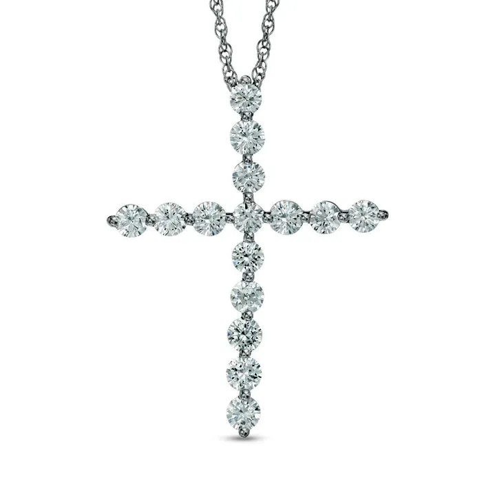 1 CT TW Natural Diamond Cross Pendant in 10K White Gold Goldia Necklaces 1 CT TW Natural Diamond Cross Pendant in 10K White Gold Goldia Necklaces