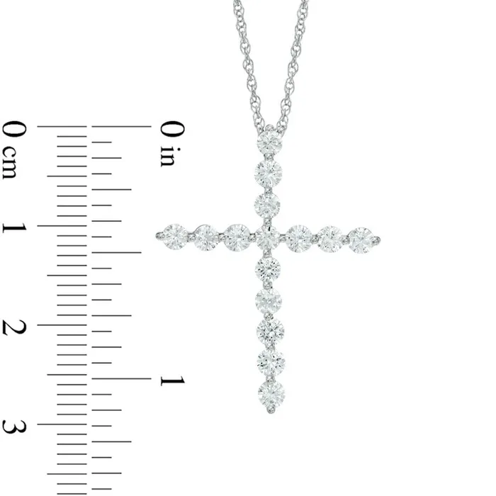 1 CT TW Natural Diamond Cross Pendant in 10K White Gold Goldia Necklaces 1 CT TW Natural Diamond Cross Pendant in 10K White Gold Goldia Necklaces