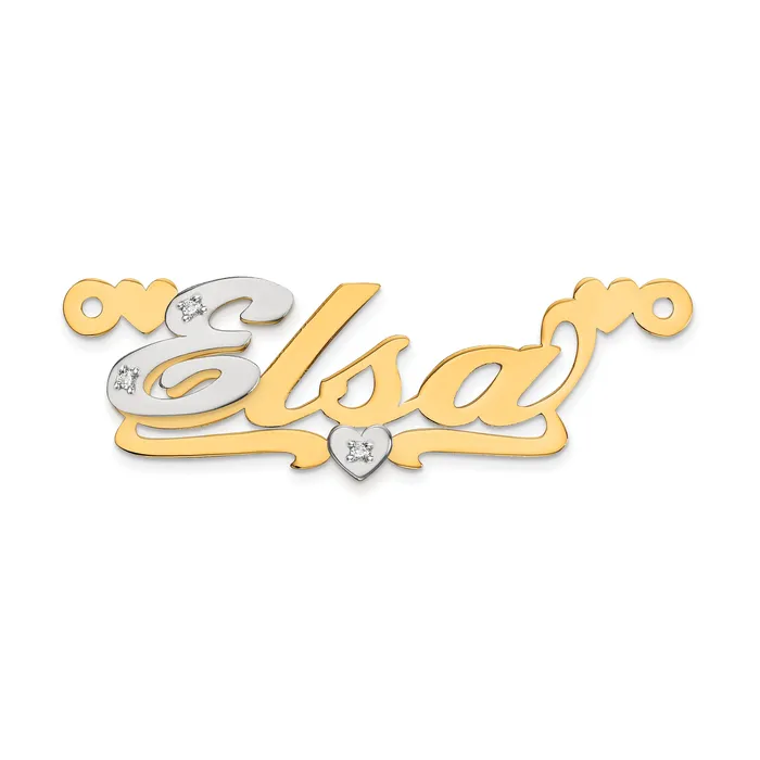 10k Two tone 02ct Diamond Name Plate Goldiacom Rings