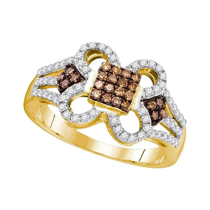 10k Yellow Gold Brown Diamond Quatrefoil Square Cluster Ring 12 Cttw gndatlanta Rings 10k Yellow Gold Brown Diamond Quatrefoil Square Cluster Ring 12 Cttw gndatlanta Rings