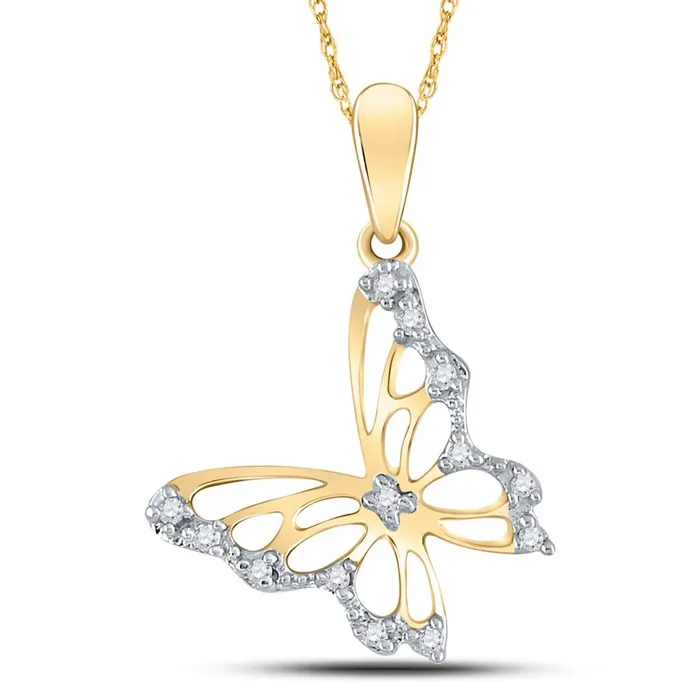 10k Yellow Gold Round Diamond Butterfly Bug Pendant 120 Cttw gndatlanta Necklaces
