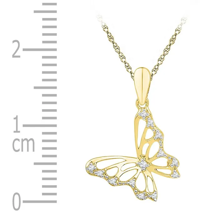 10k Yellow Gold Round Diamond Butterfly Bug Pendant 120 Cttw gndatlanta Necklaces