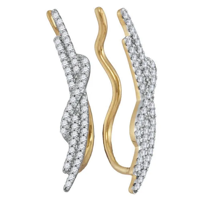 10k Yellow Gold Round Diamond Climber Earrings 14 Cttw gndatlanta Earrings 10k Yellow Gold Round Diamond Climber Earrings 14 Cttw gndatlanta Earrings