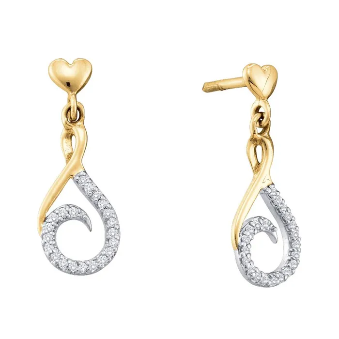10k Yellow Gold Round Diamond Curl Dangle Earrings 18 Cttw gndatlanta Earrings 10k Yellow Gold Round Diamond Curl Dangle Earrings 18 Cttw gndatlanta Earrings