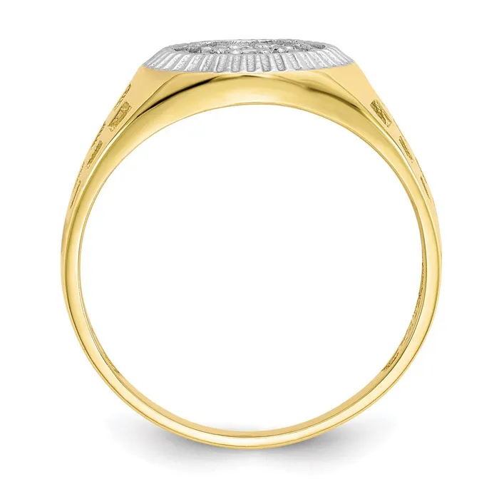 10K Yellow Gold wRhodium MenS CZ Cluster Ring Goldia Rings