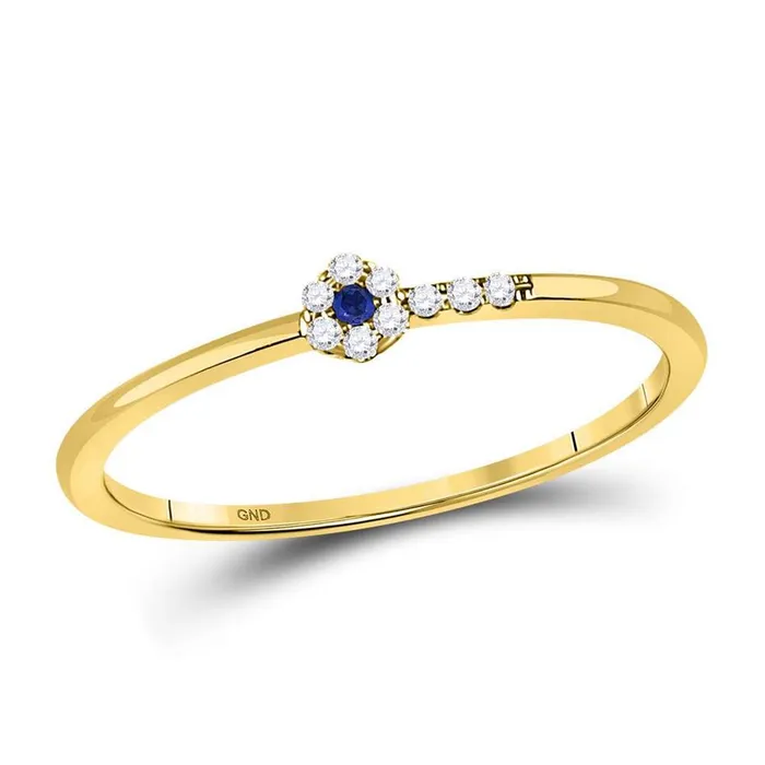 10kt Yellow Gold Round Blue Sapphire Diamond Stackable Band Ring 112 Cttw gndatlanta Rings 10kt Yellow Gold Round Blue Sapphire Diamond Stackable Band Ring 112 Cttw gndatlanta Rings