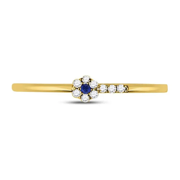 10kt Yellow Gold Round Blue Sapphire Diamond Stackable Band Ring 112 Cttw gndatlanta Rings