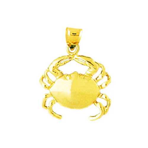 14K Gold 17MM Crab Charm Goldia Charm Necklaces