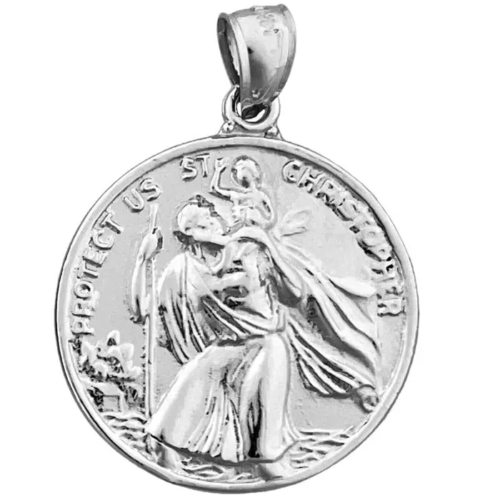14K Gold 25MM Saint Christopher Protect Us Coin Medallion Goldia PreStyled Sets