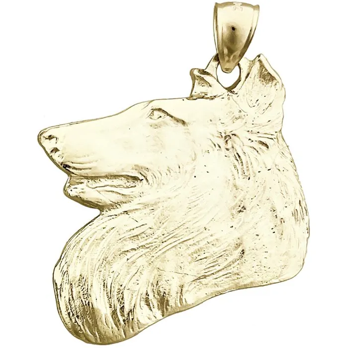 14K Gold Collie Head Pendant Goldia Necklaces