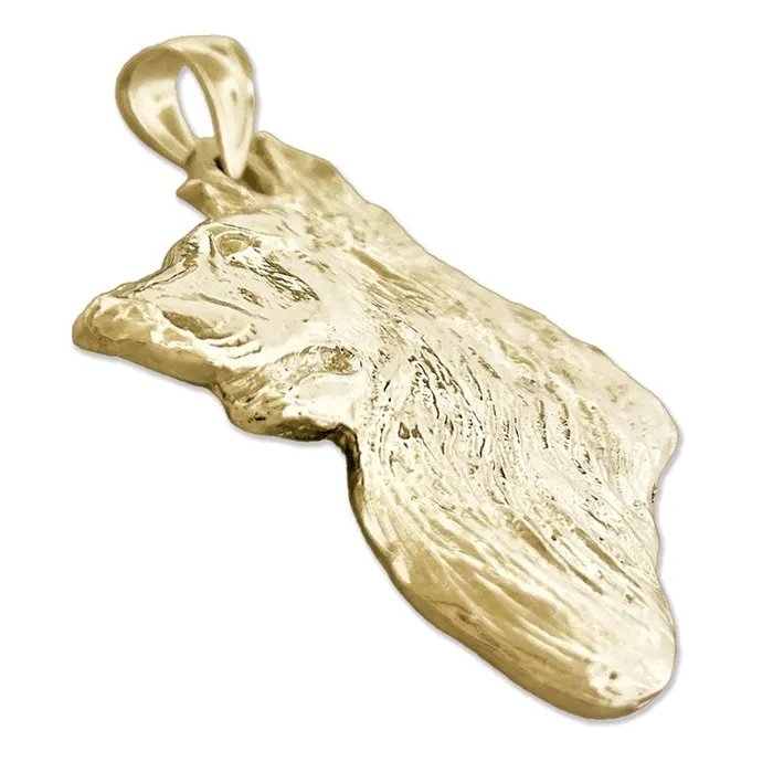 14K Gold Collie Head Pendant Goldia Necklaces