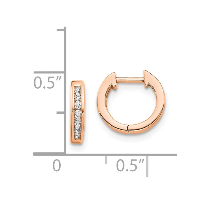 14k Rose Gold Polished Real Diamond Hinged Hoop Earrings Goldia Earrings