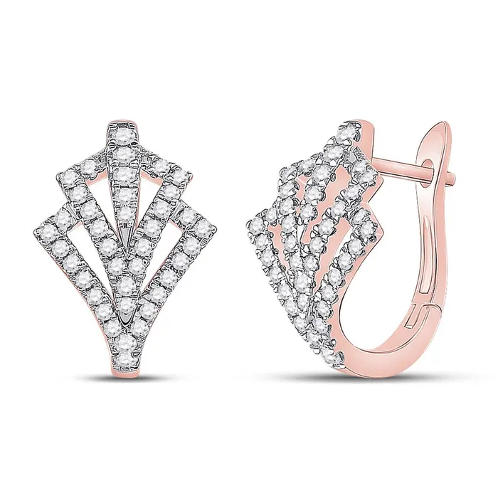 14k Rose Gold Round Diamond Hoop Earrings 12 Cttw gndatlanta Earrings