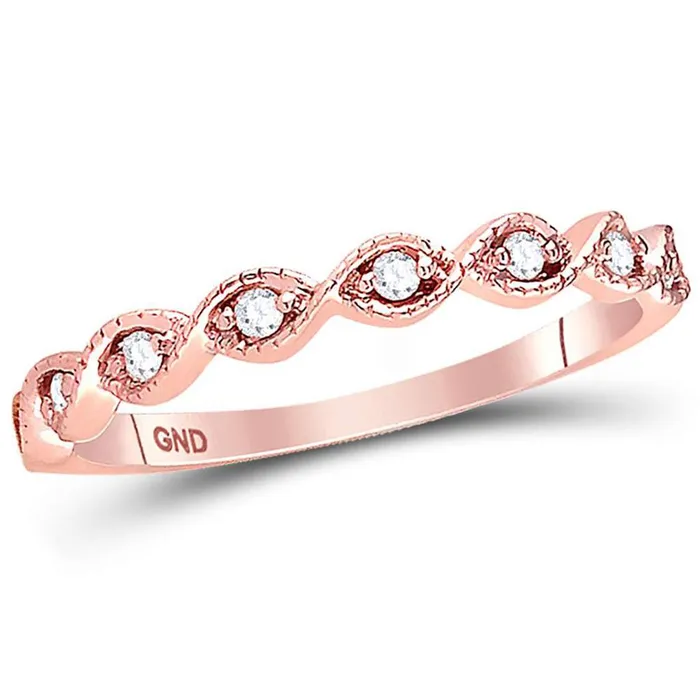 14k Rose Gold Round Diamond Twist Stackable Band Ring 110 Cttw gndatlanta Rings